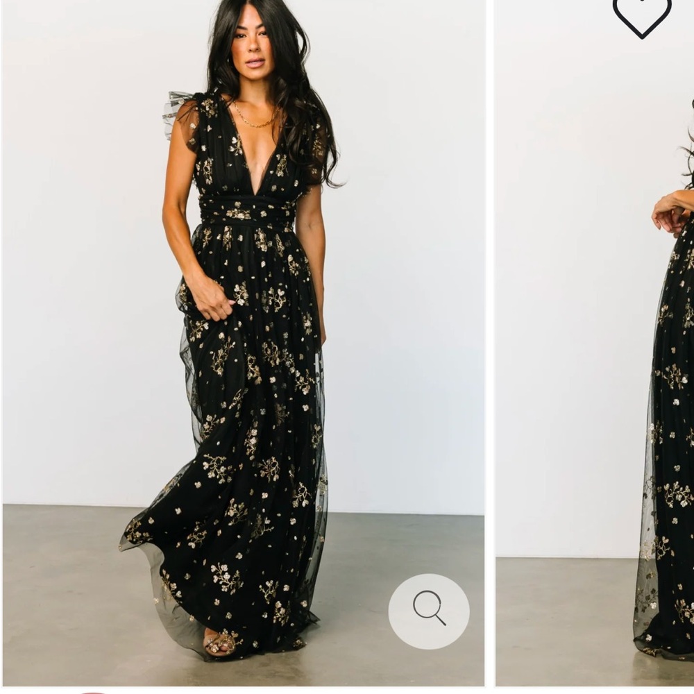 Baltic Born Natalia Floral Embellished Maxi Dress Black with gold